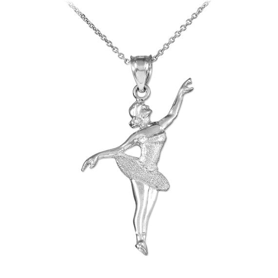 Ballet Dancer Sterling Silver Charm Pendant Necklace