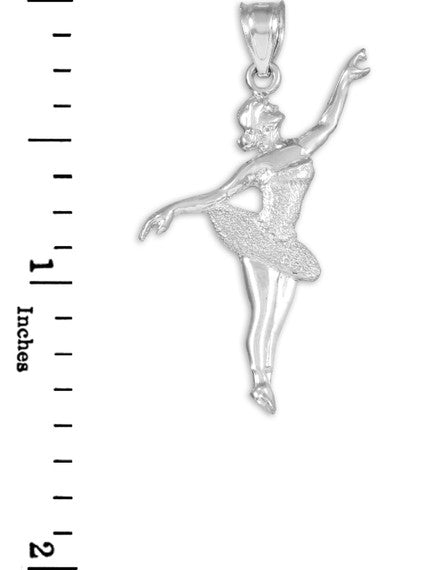 Ballet Dancer Sterling Silver Charm Pendant Necklace