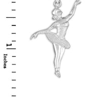Ballet Dancer Sterling Silver Charm Pendant Necklace