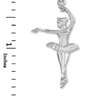 925 Sterling Silver Ballerina Dancer Charm Pendant Necklace