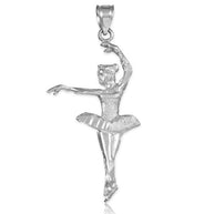 925 Sterling Silver Ballerina Dancer Charm Pendant Necklace