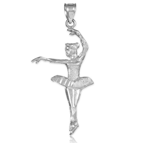 925 Sterling Silver Ballerina Dancer Charm Pendant Necklace