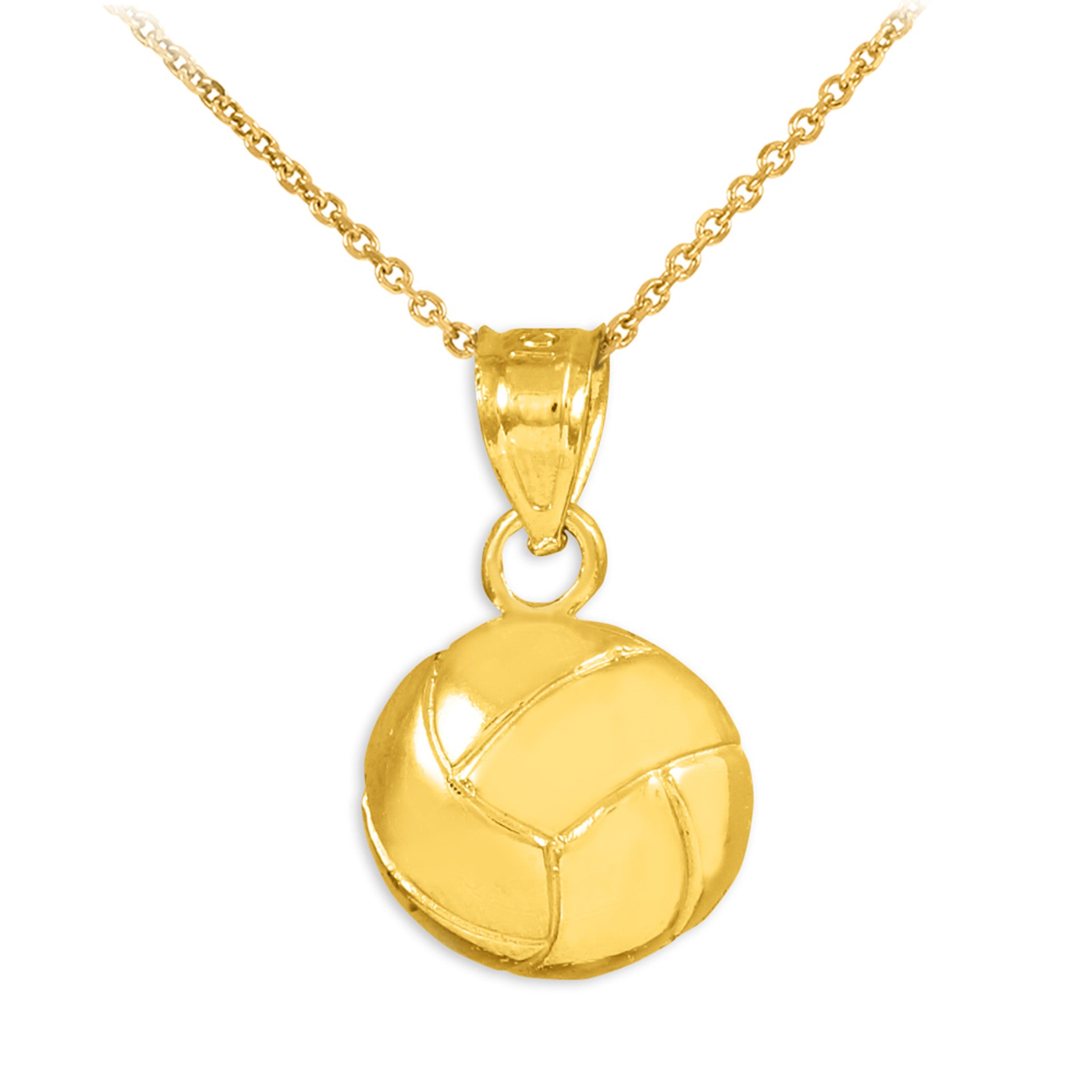 Gold Volleyball Charm Sports Pendant Necklace(Available in Yellow/White)