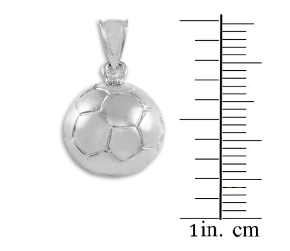 .925 Sterling Silver Soccer Ball Fútbol Sports Pendant Necklace