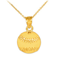 Gold Baseball/Softball Charm Sports Pendant Necklace(Available in Yellow/Rose/White Gold)