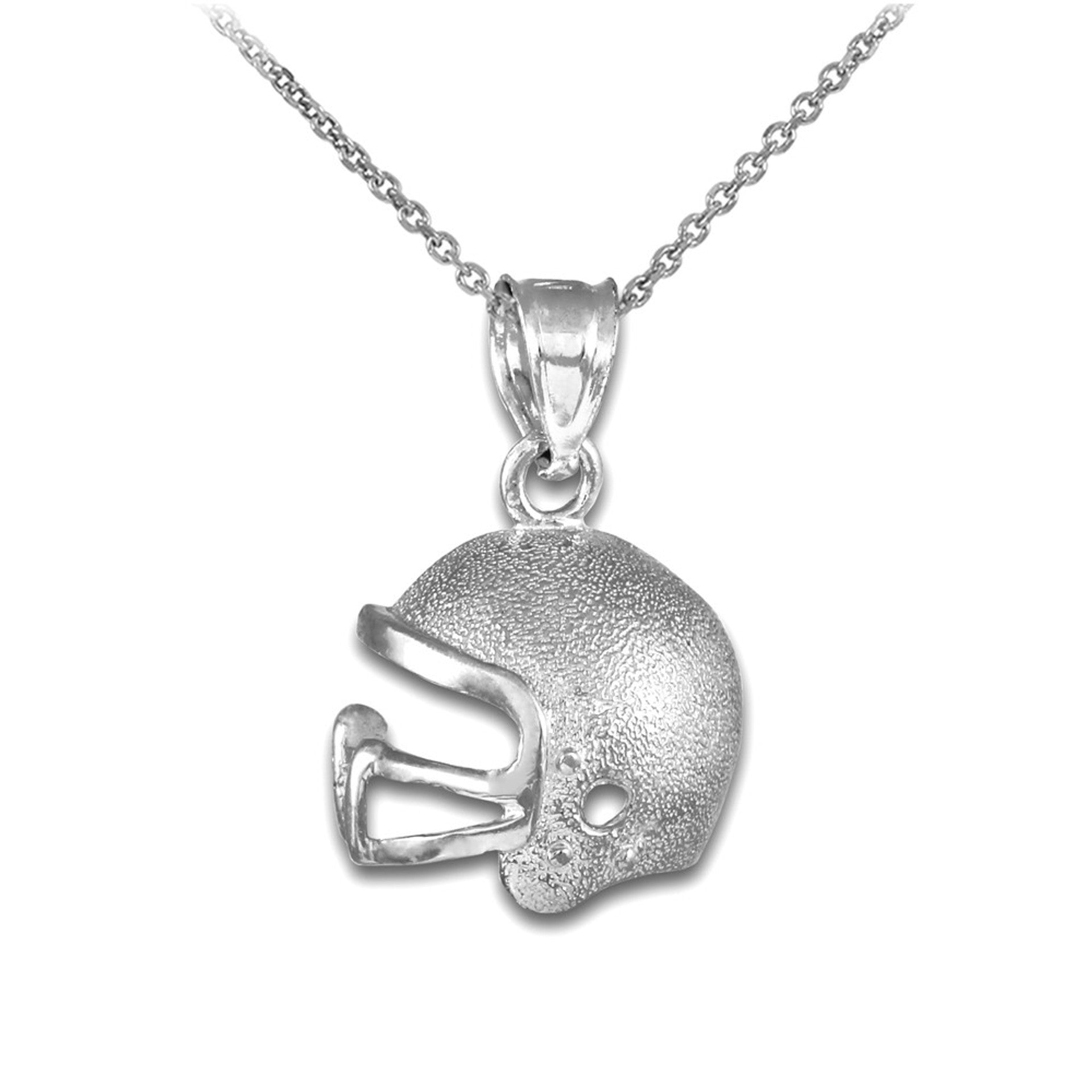 Solid Gold Football Helmet Charm Pendant Necklace(Available in Yellow/White Gold)