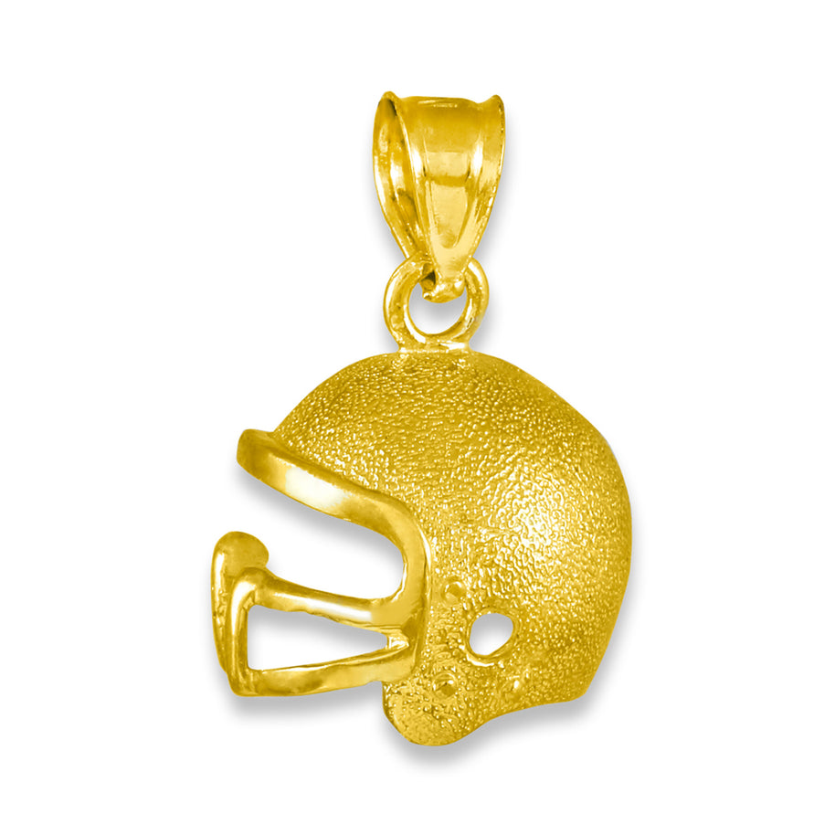 Solid Gold Football Helmet Charm Pendant Necklace(Available in Yellow/White Gold)