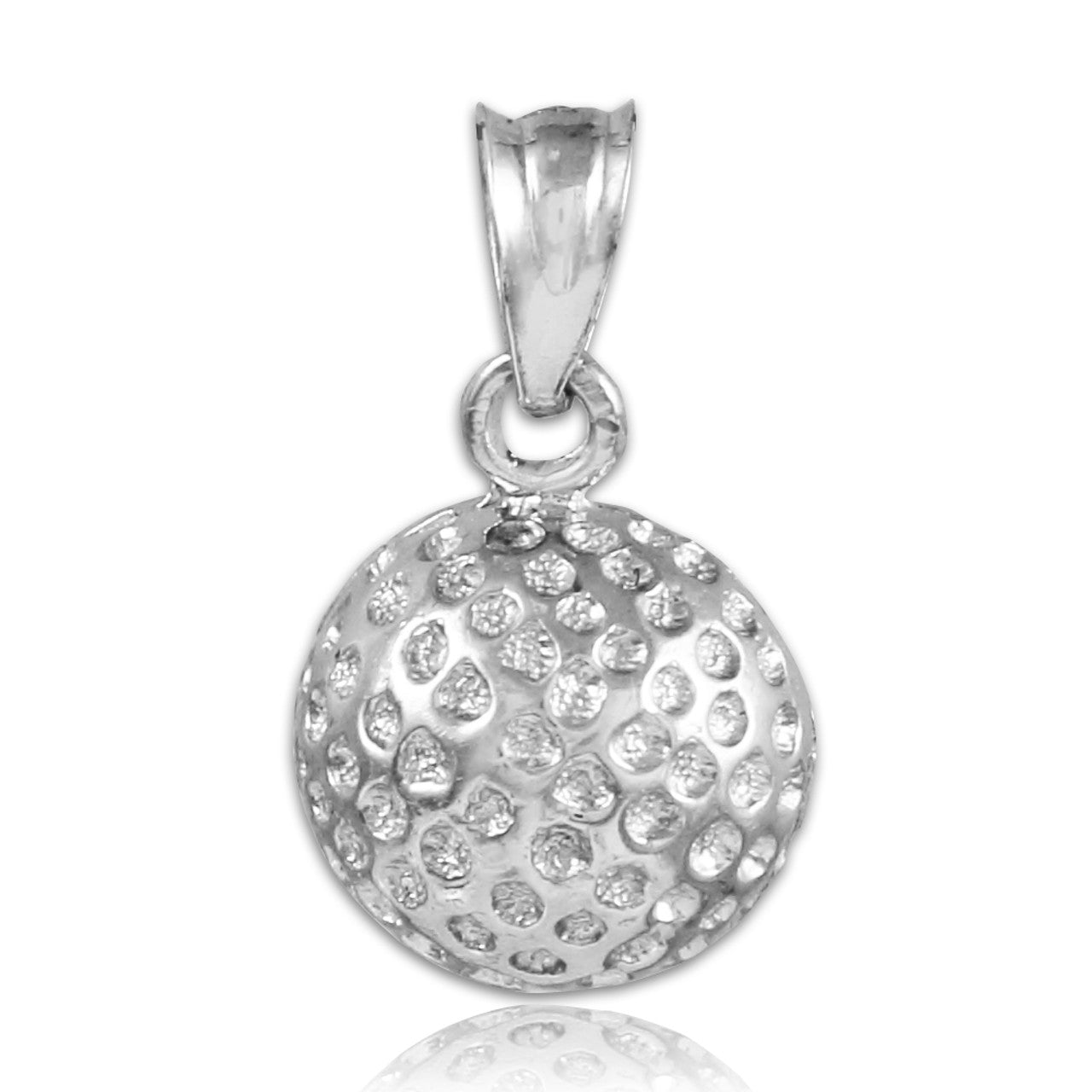 .925 Sterling Silver Golf Ball Sports Pendant Necklace
