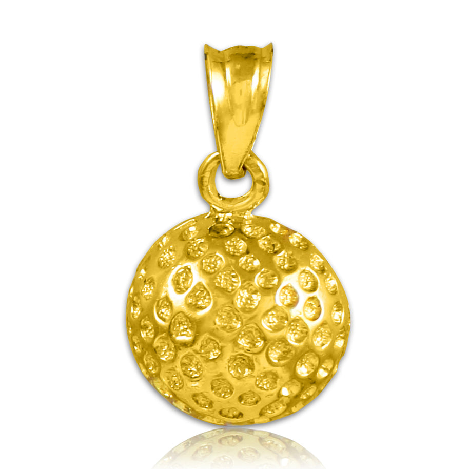 Gold Golf Ball Sports Pendant Necklace (Available in Yellow/Rose/White Gold)