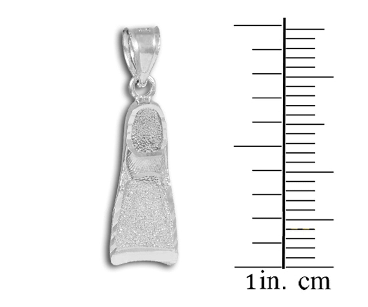 925 Sterling Silver Scuba Flipper 3D Charm Pendant