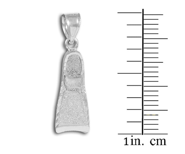 925 Sterling Silver Scuba Flipper 3D Charm Pendant