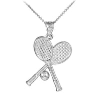 Tennis Racquets and Ball Gold Charm Sports Pendant Necklace(Available in Yellow/White Gold)