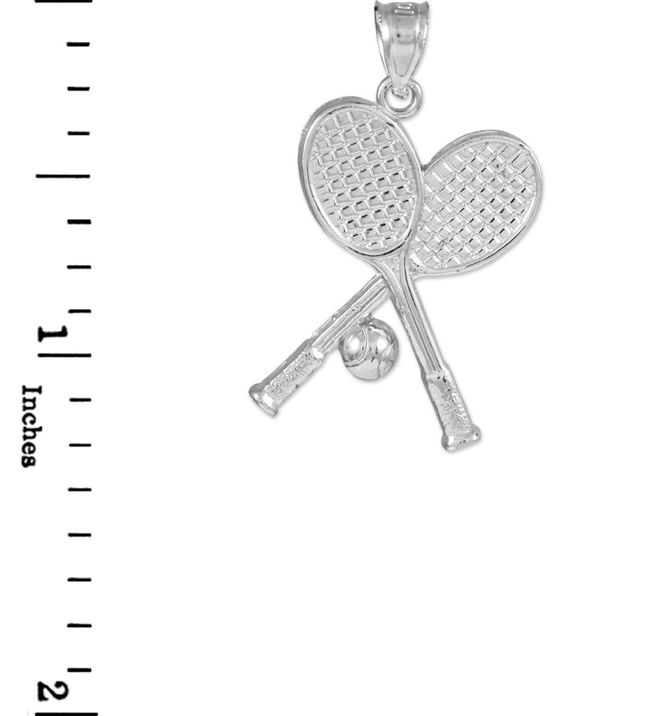 Tennis Racquets and Ball Gold Charm Sports Pendant Necklace(Available in Yellow/White Gold)