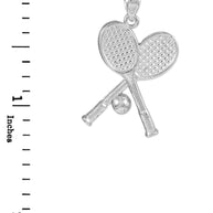 Tennis Racquets and Ball Gold Charm Sports Pendant Necklace(Available in Yellow/White Gold)