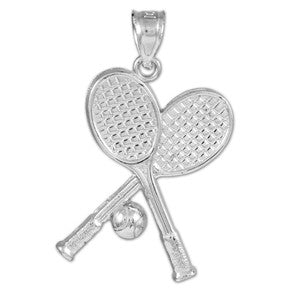 Silver Tennis Racquet and Ball Pendant Necklace