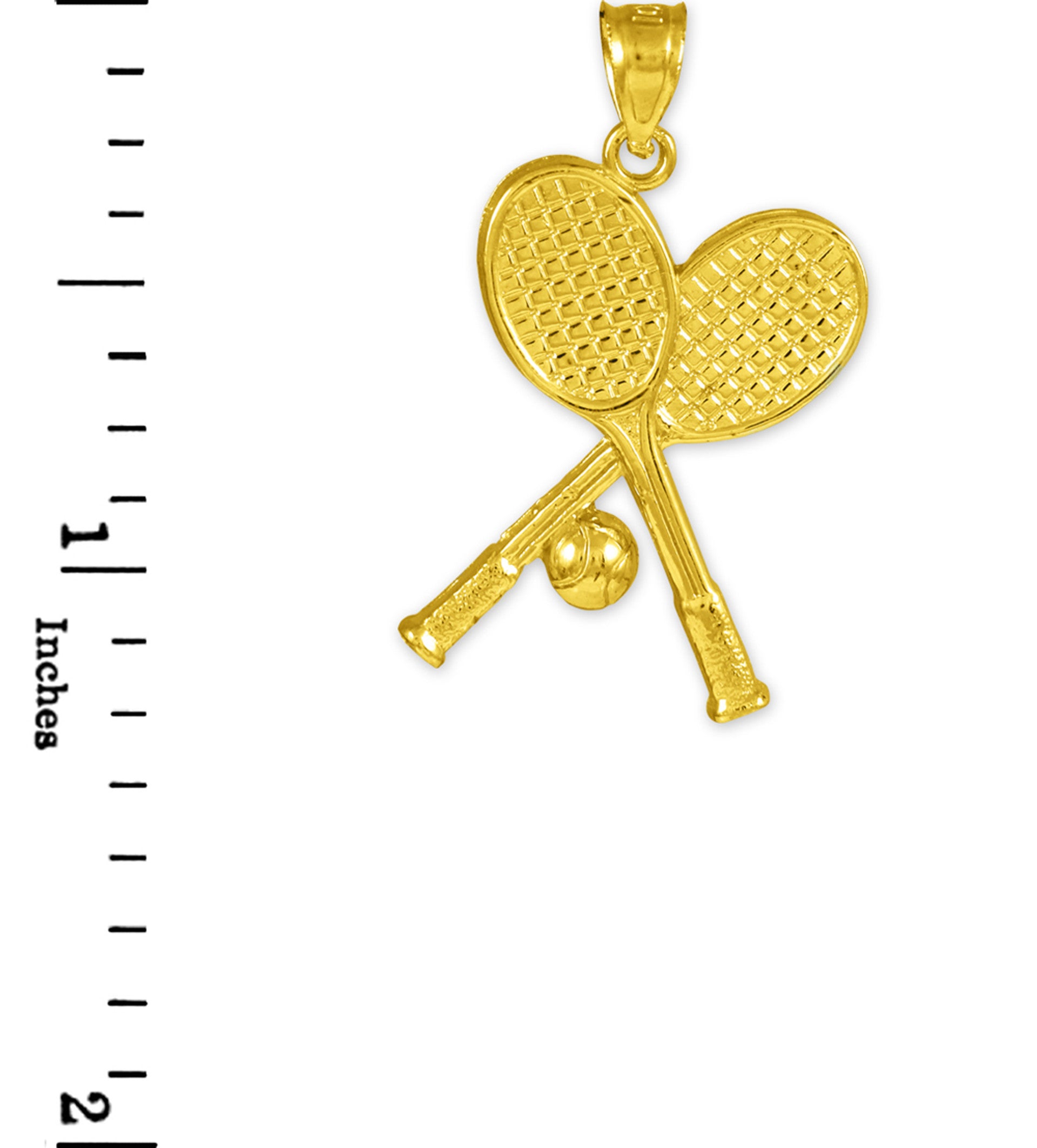 Tennis Racquets and Ball Gold Charm Sports Pendant Necklace(Available in Yellow/White Gold)