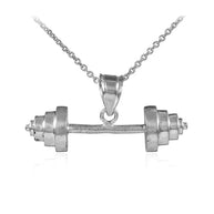 Solid Gold Dumbbell Charm Sports Pendant Necklace (Available in Yellow/Rose/White Gold)