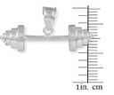 .925 Sterling Silver Dumbbell Charm Sports Pendant Necklace