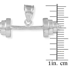 .925 Sterling Silver Dumbbell Charm Sports Pendant Necklace