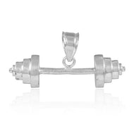 .925 Sterling Silver Dumbbell Charm Sports Pendant Necklace