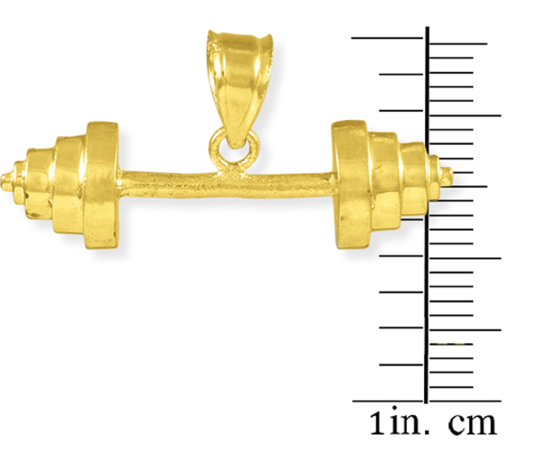Solid Gold Dumbbell Charm Sports Pendant Necklace (Available in Yellow/Rose/White Gold)