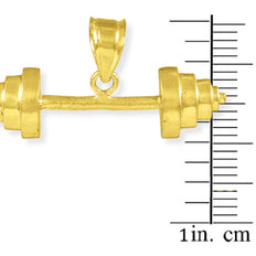 Solid Gold Dumbbell Charm Sports Pendant Necklace (Available in Yellow/Rose/White Gold)