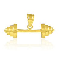 Solid Gold Dumbbell Charm Sports Pendant Necklace (Available in Yellow/Rose/White Gold)