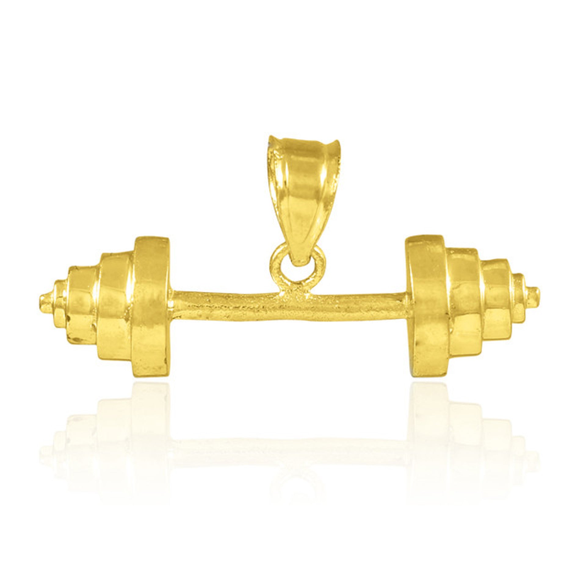 Solid Gold Dumbbell Charm Sports Pendant Necklace (Available in Yellow/Rose/White Gold)
