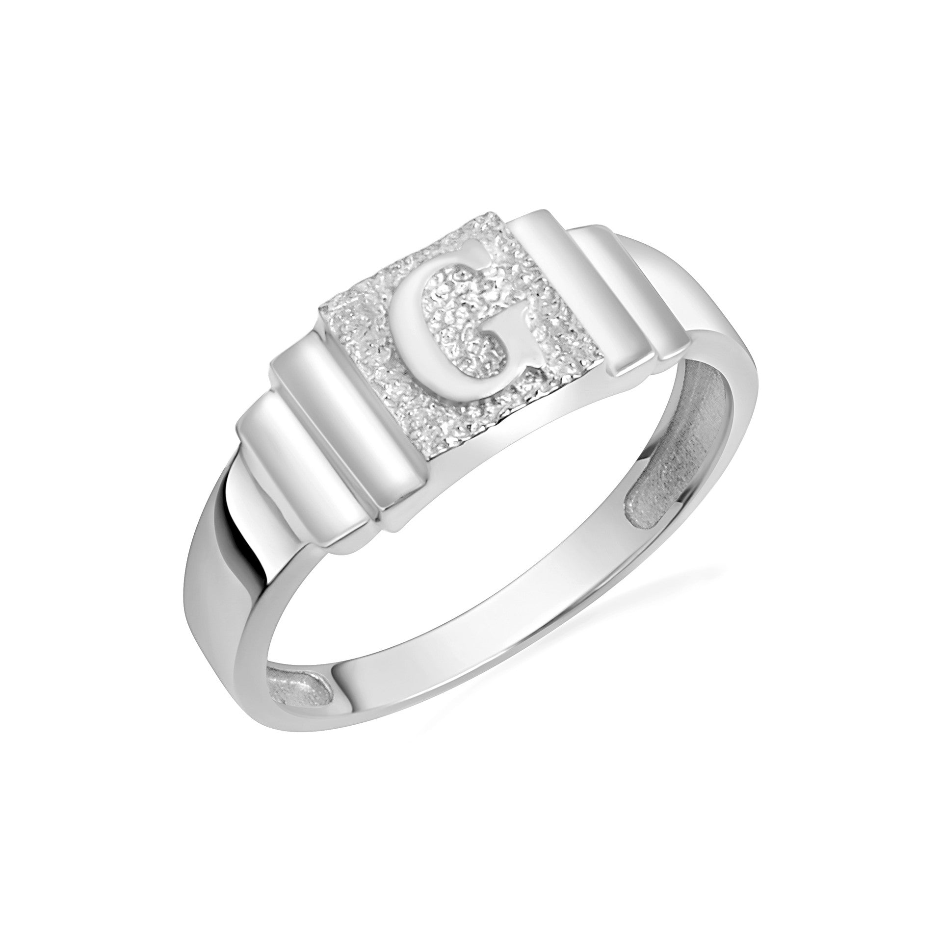 Silver Initial Signet Ring