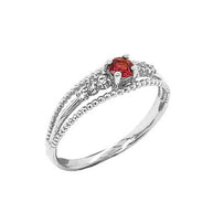 Genuine Birthstone and Diamond Modern Engagement/Promise Ring in Sterling Silver