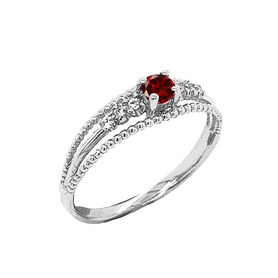 Genuine Birthstone and Diamond Modern Engagement/Promise Ring in Sterling Silver