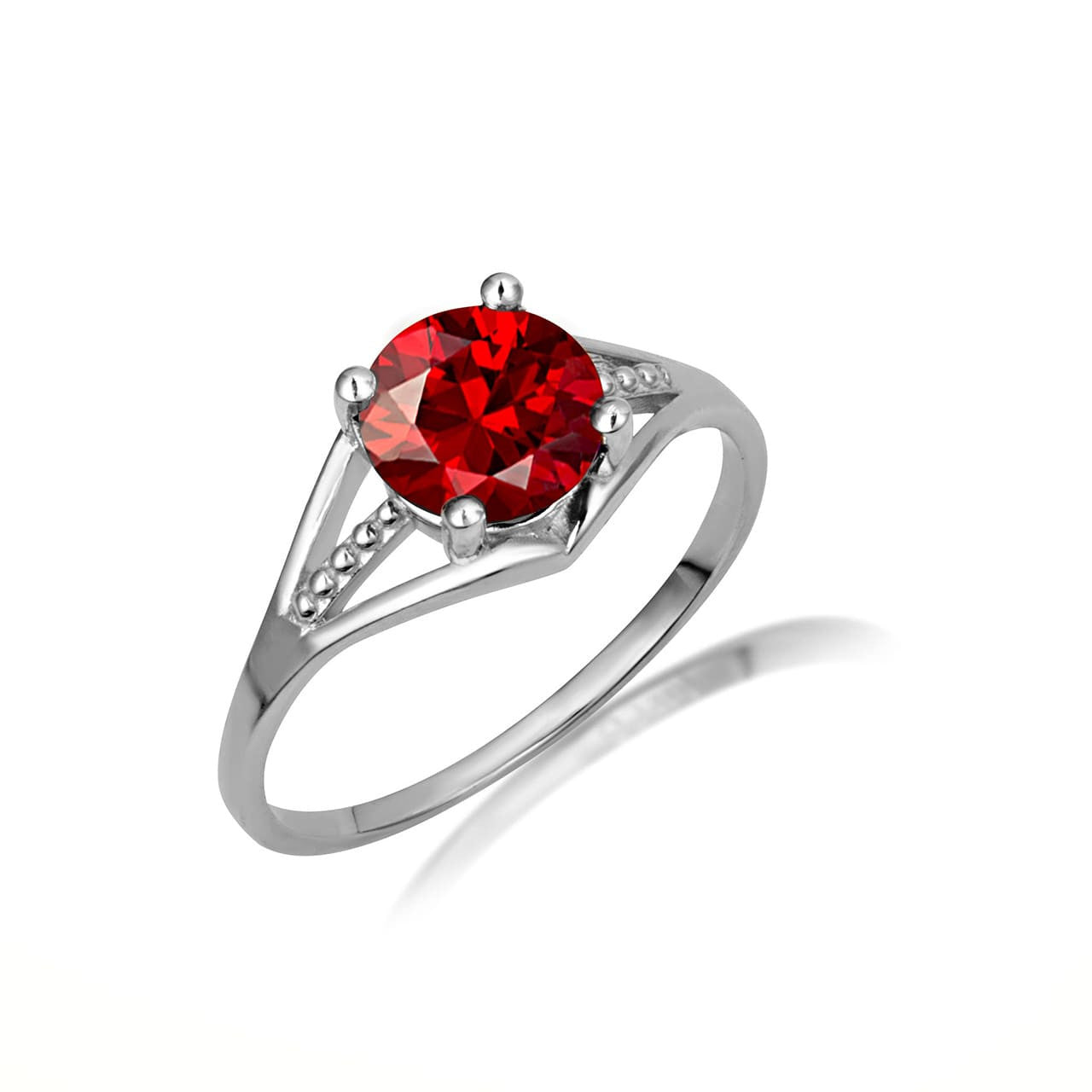 .925 Sterling Silver Round Beaded Cubic Zirconia Birthstone Ring