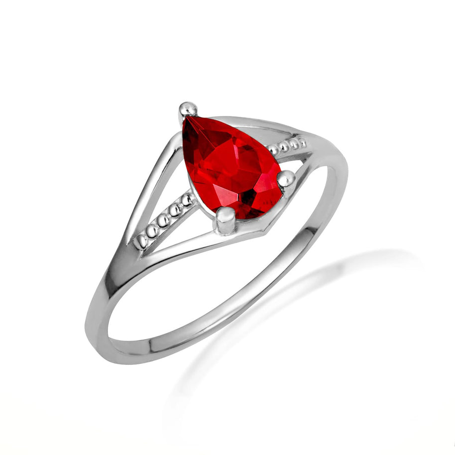 .925 Sterling Silver Round Beaded Cubic Zirconia Birthstone Ring