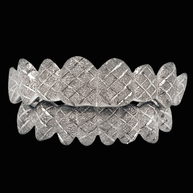925 Solid Sterling Silver 18K White Gold Plated Dust + Diamond Cut Grillz