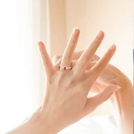 Gold Personalized Birthstone Double Heart CZ Love Ring (Available in Yellow/Rose/White Gold)