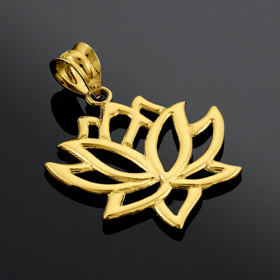 Gold Lotus Flower Pendant Necklace(Available in Yellow/Rose/White Gold)