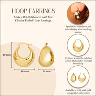 14K Yellow Gold Chunky Puffed Hoop Earrings