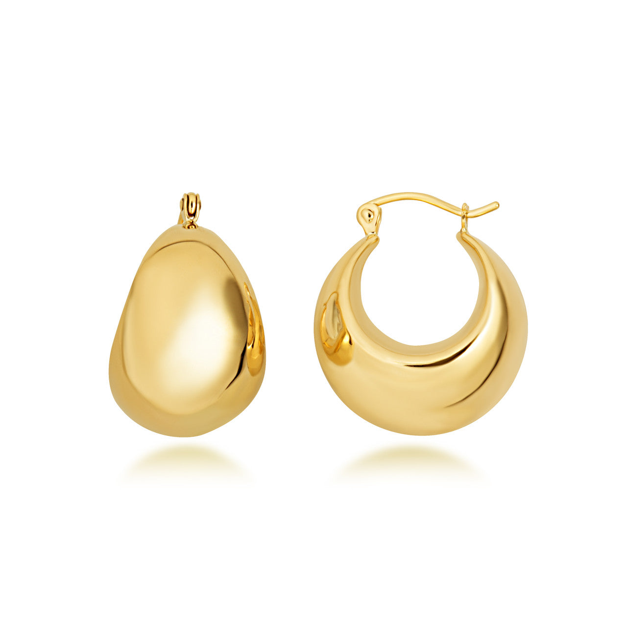 14K Yellow Gold Chunky Puffed Hoop Earrings