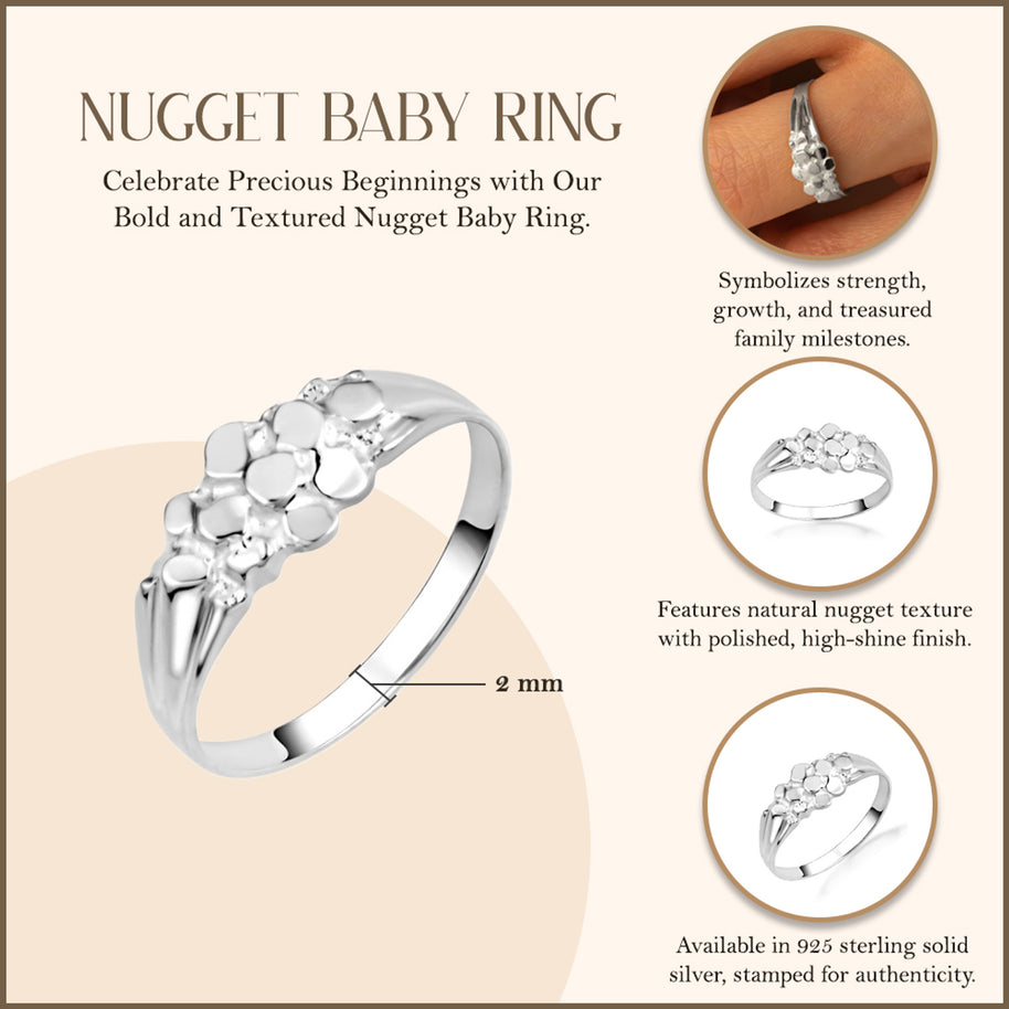 925 Sterling Silver Baby Nugget Ring