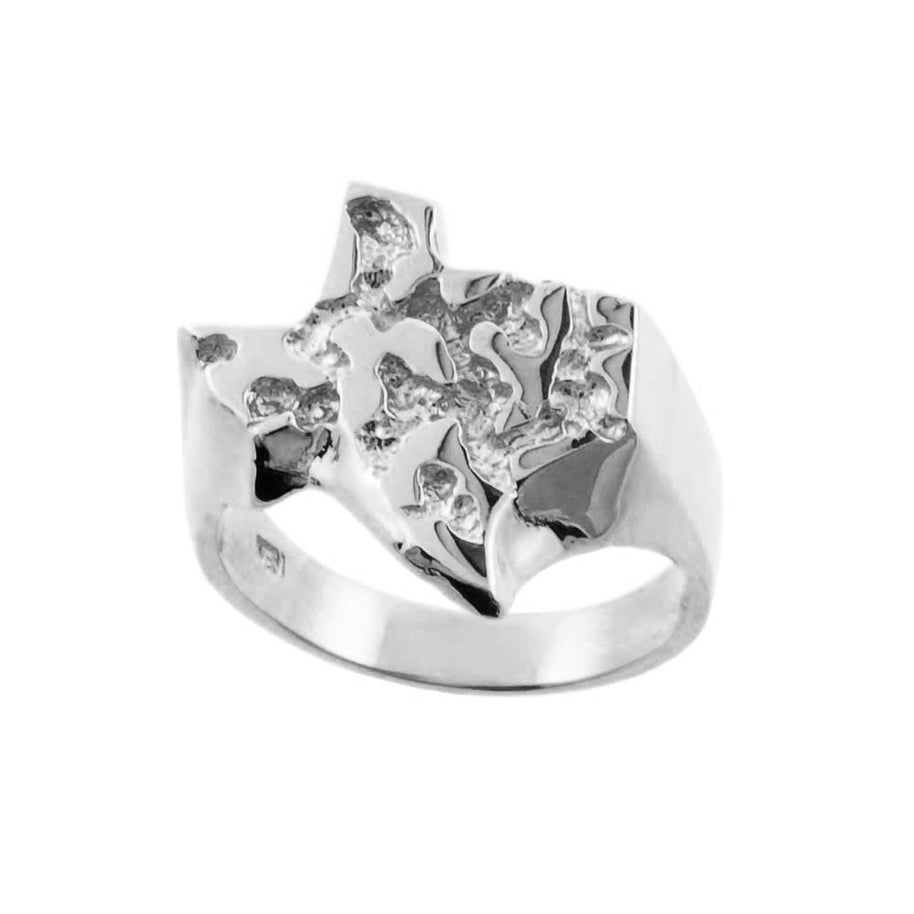 Solid .925 Sterling Silver Texas State Nugget Ring