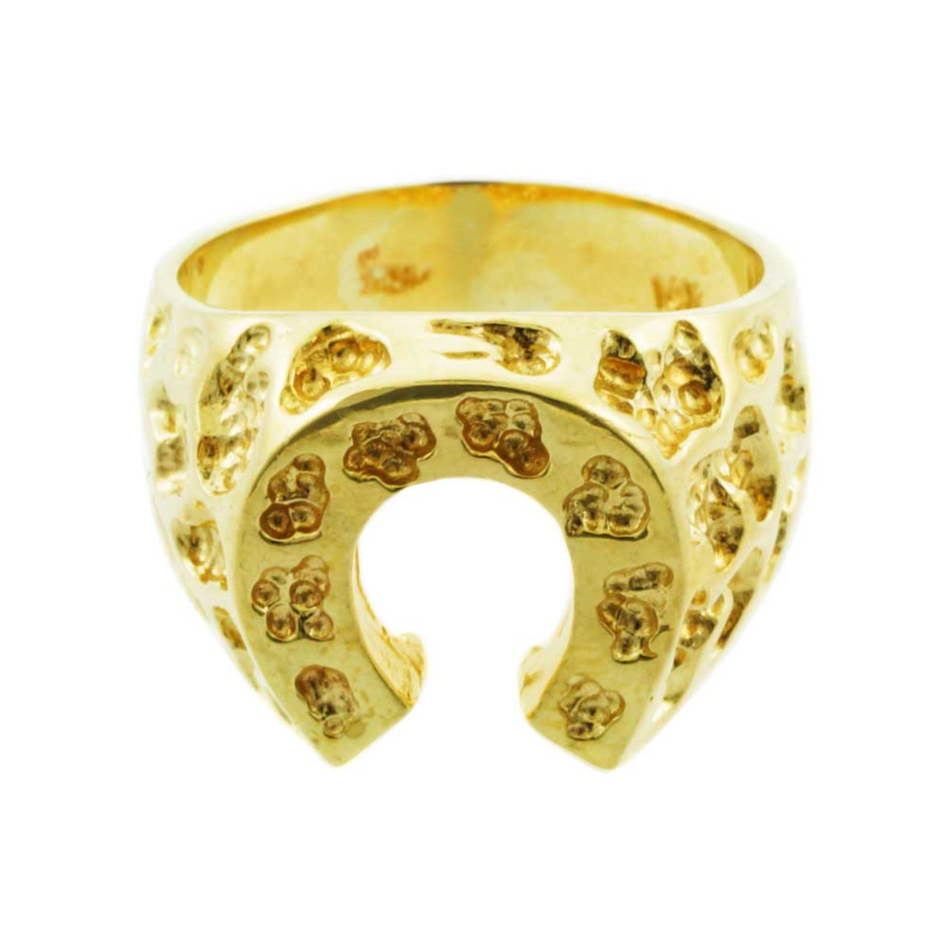 Yellow Gold Horse Shoe Nugget Ring