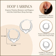 14K White Gold Heart Hoop Earrings