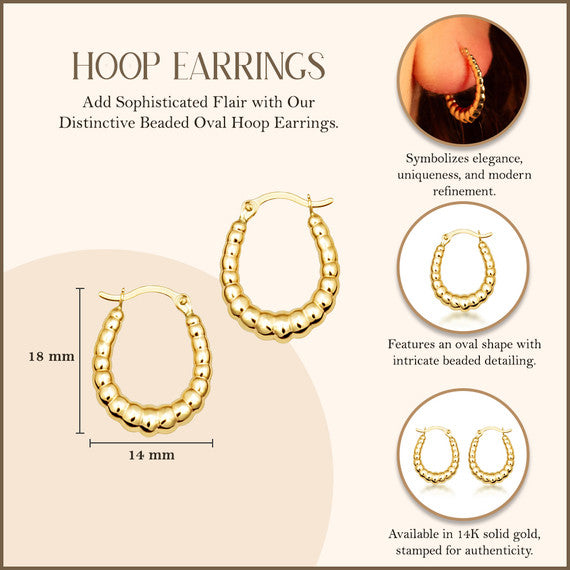 Gold Beaded Hoop Earrings