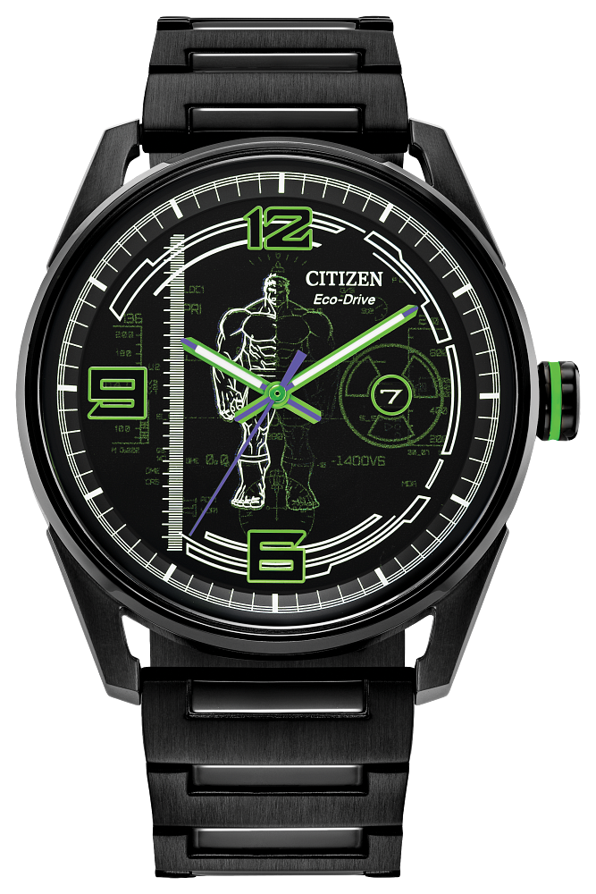 Citizen BM7675-57W Marvel Hulk Green Goliath Black Dial Stainless Steel Men's Watch