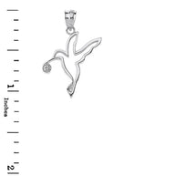 Hummingbird Outline Solitaire Pendant Necklace in Gold (Yellow/Rose/White)