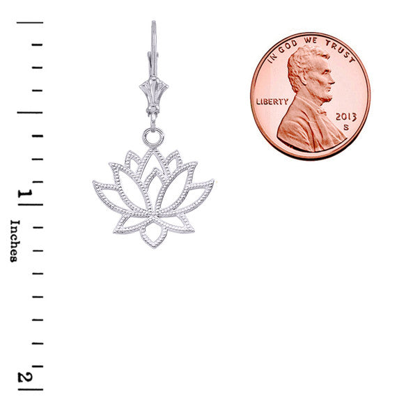 .925 Sterling Silver Lotus Flower Leverback Earrings