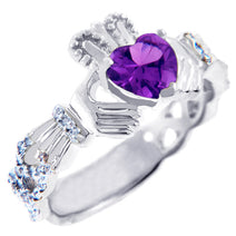 Gold Diamond Claddagh Ring 0.40 Carats with Gemstone