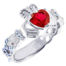 Gold Diamond Claddagh Ring 0.40 Carats with Gemstone