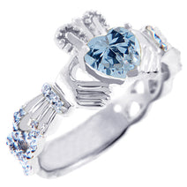 Gold Diamond Claddagh Ring 0.40 Carats with Gemstone