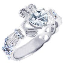 Gold Diamond Claddagh Ring 0.40 Carats with Gemstone
